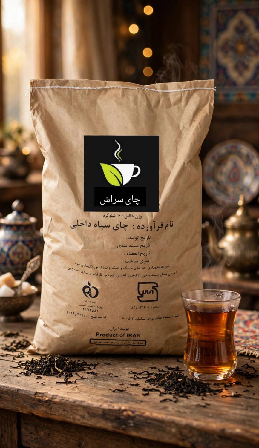 چای زرین 10کیلویی پاکتی تولید بهار1405